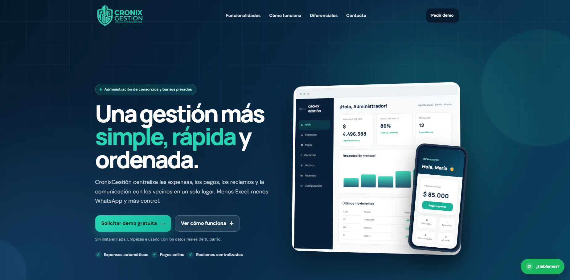 Captura de CronixGestión