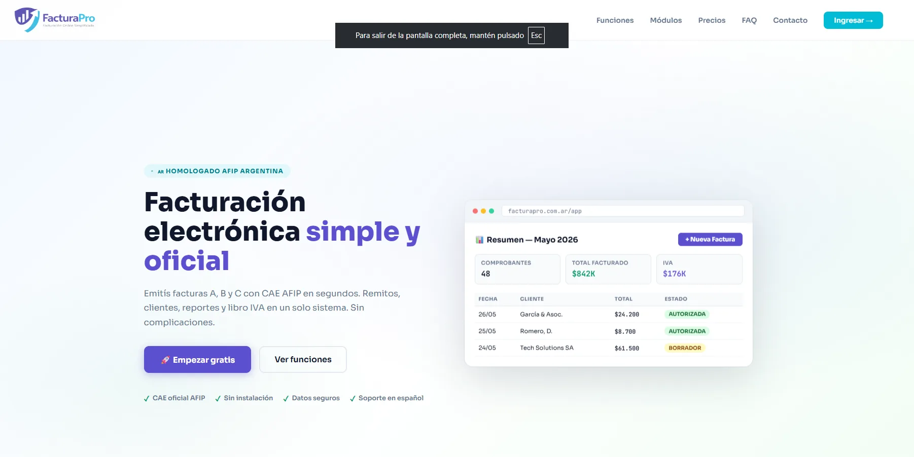 Captura de FacturaPro